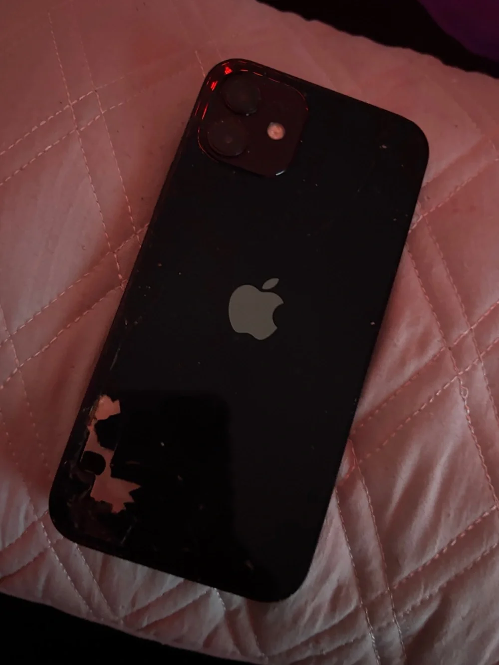 Apple iPhone 12 Black  crack to the back not front&works like brand new